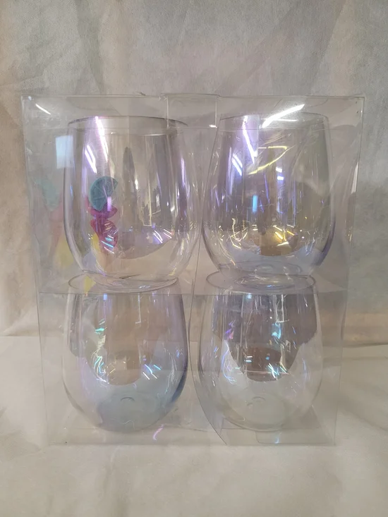 Crofton 4-Pack Iridescent Plastic Wine Glasses with Colorful Charms - Picture 2 of 5